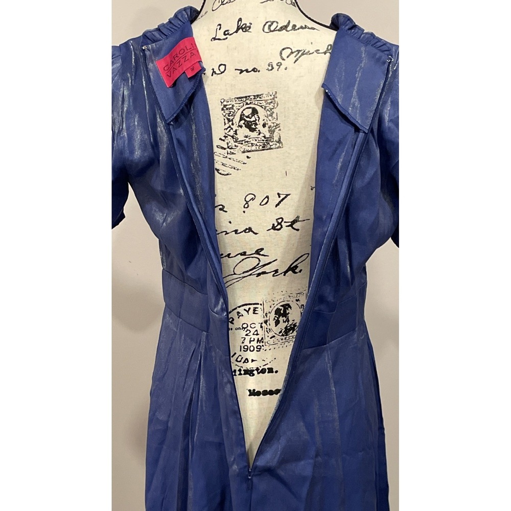 NEW Vintage Inspired Cobalt Blue Short Sleeve Dress Size M Caroline Vazzana - Picture 13 of 16